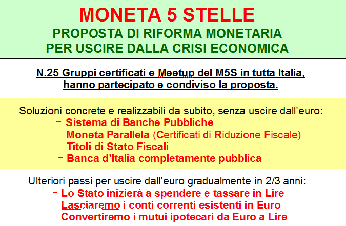 PROPOSTA DI RIFORMA "MONETA 5 STELLE"