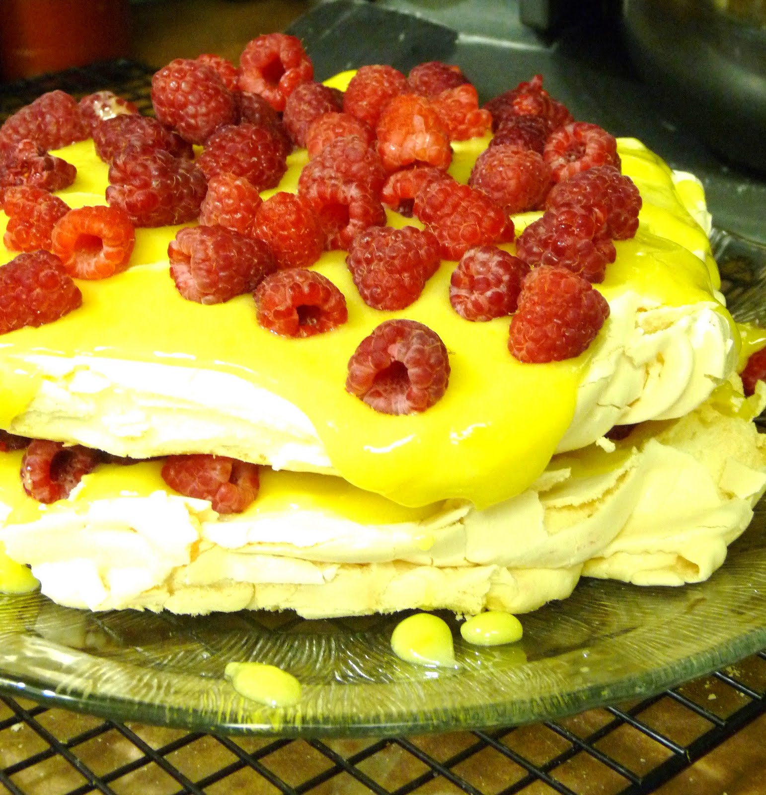 Candace Creations Meringue Layer Cake w/ Fresh Raspberries and Lemon Curd