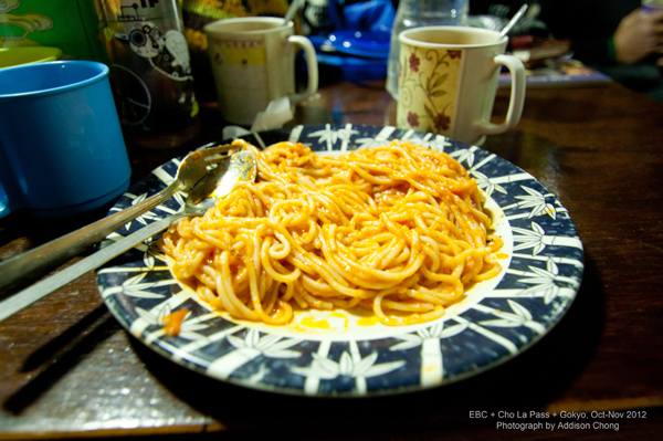 Spaghetti in Gorak Shep Spaghetti in Gorak Shep