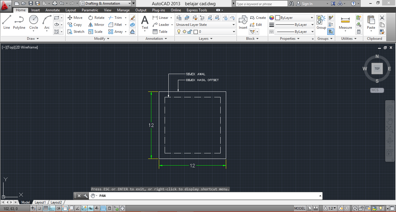Fungsi Perintah Offset di Dalam AutoCAD Kulicad