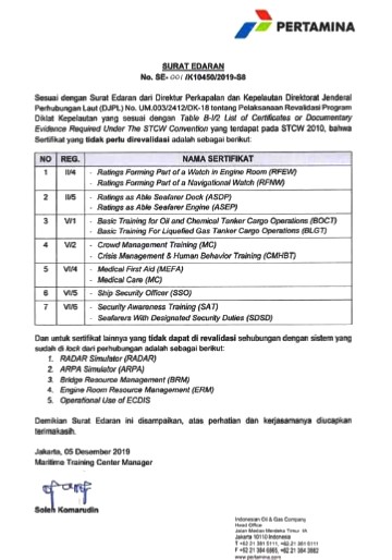 Daftar Sertifikat Pelaut yang Tidak Wajib di Revalidasi