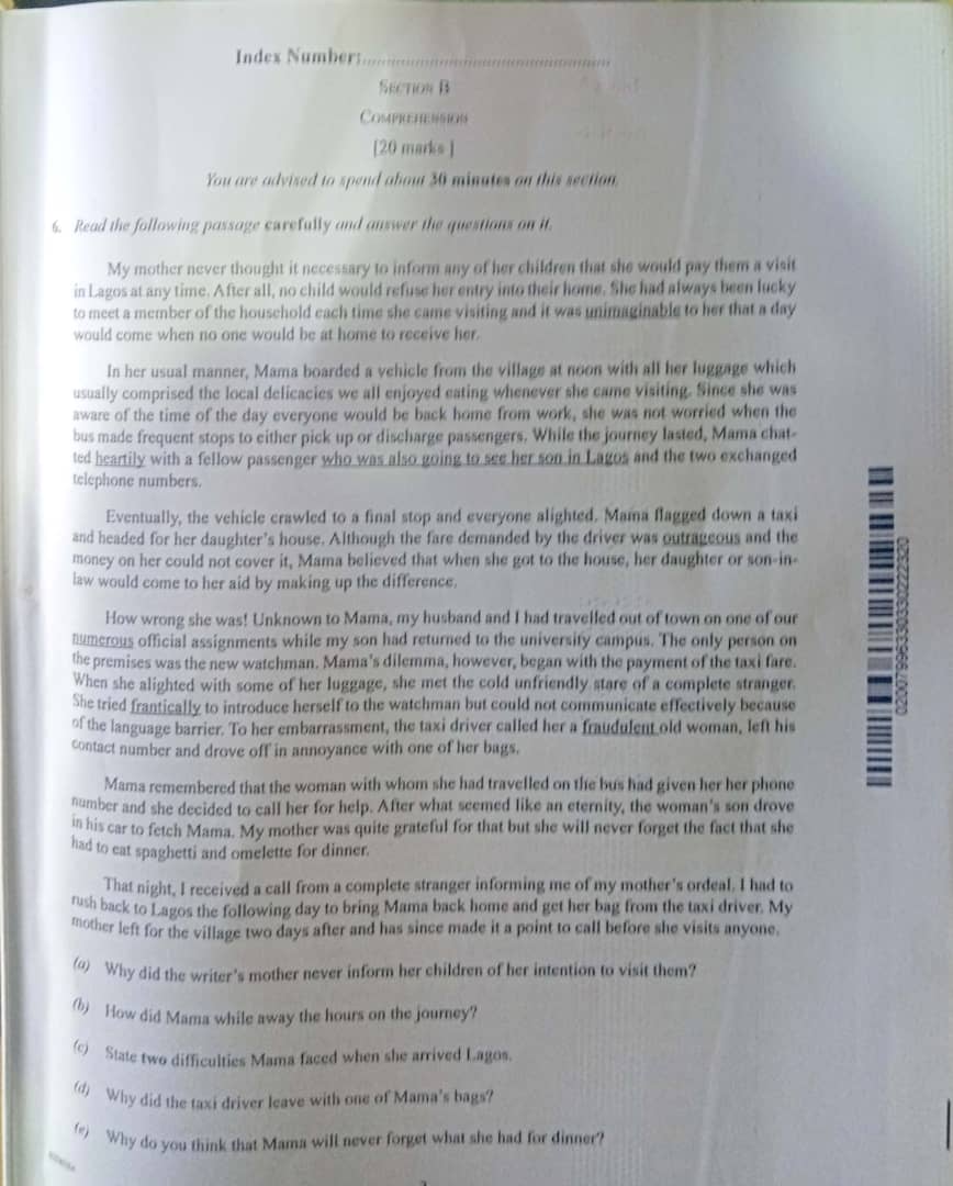 Wassce english past questions picture