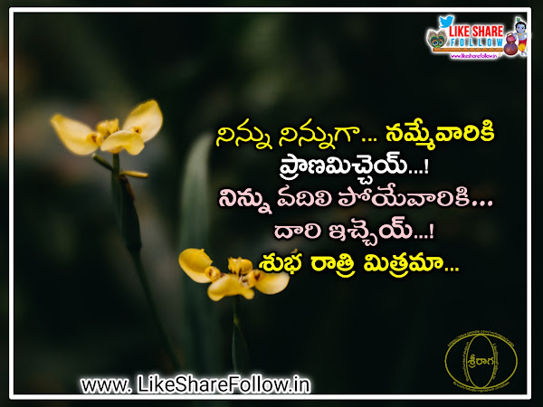 Heart touching telugu language best good night shubharatri messags online trending life quotes free download