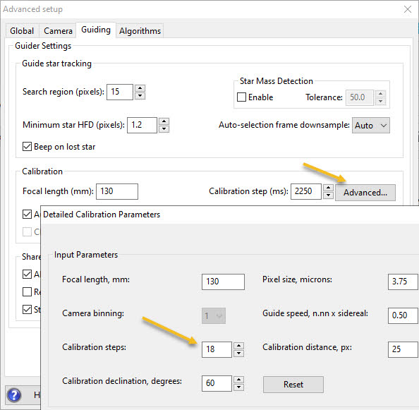 Astrophotography Andy's Adventures Next PHD2 Calibration Plan