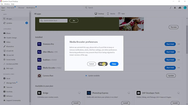 Click on remove here Media encoder preferences