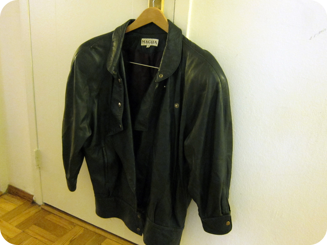 leather jacket at a local thrift store and used its leather to make ...