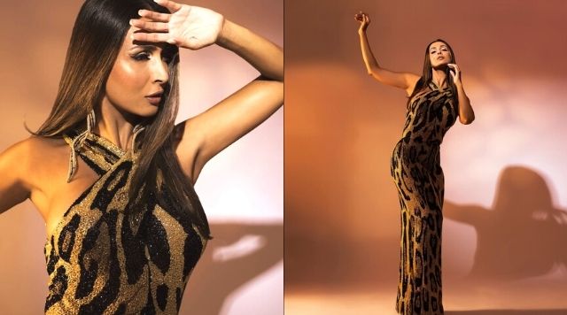 Malaika Arora Looks Like A Dream As She Poses In Golden Bodycon Gown.