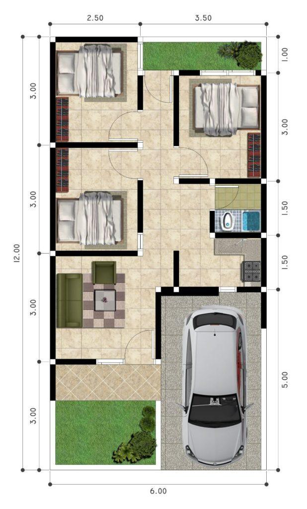 inspirasi denah rumah 3 kamar minimalis