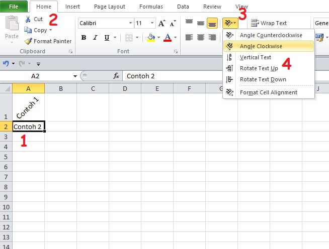 Cara Membuat Tulisan Miring Vertikal Dan Terbalik Di Excel
