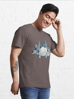 image of a model wearing a tshirt with a cartoon design