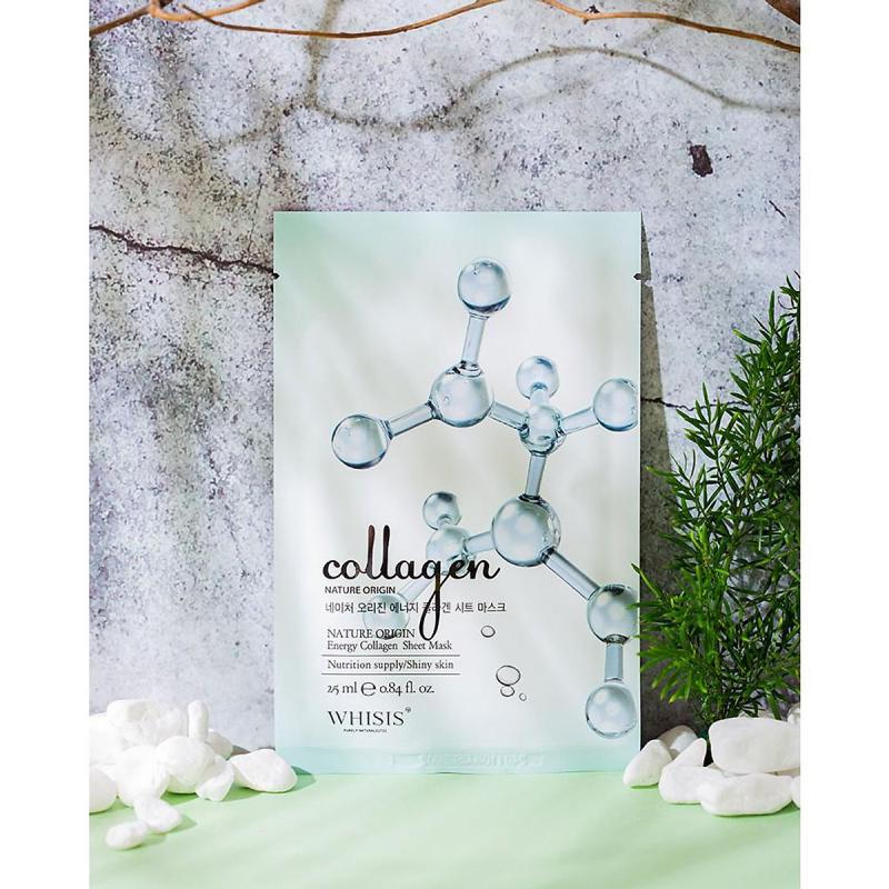 Mặt nạ Collagen Whisis Nature Origin Energy Sheet Mask giúp căng bóng và sáng da tự nhiên