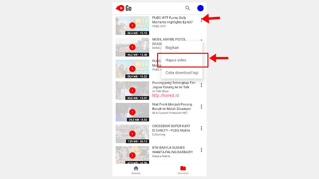 Cara Menghapus Video Dari Youtube Go