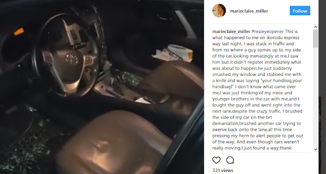Former Miss Earth Nigeria, Marie Miller narrates how she was attacked by a traffic robber in onipan, Lagos (photos)