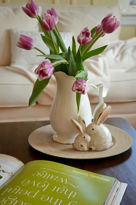 Tulips In A White Pitcher