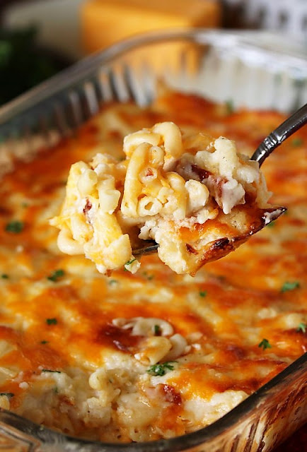 Serving Spoon of 2-Cheese Baked Macaroni and Cheese Image