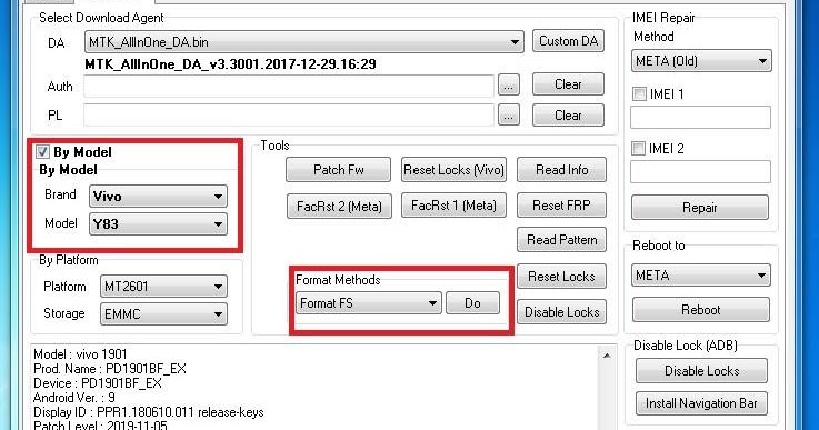 VIVO Y12 MODEL 1904 POLA DAN FRP VIA UMT DONGLE