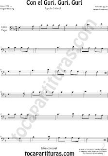 Cello and Bassoon Sheet Music for Con el Guri Guri Guri Children Music Scores