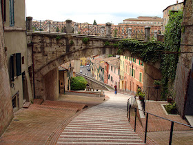 The old Roman aqueduct in Perugia is now a street
