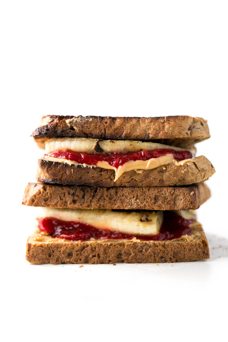 Rhubarb Jelly Sandwich: This is the upgraded version of the traditional peanut butter and jelly sandwich. It is made with homemade rhubarb jam and banana. Rhubarb Jelly Sandwich: This is the upgraded version of the traditional peanut butter and jelly sandwich. It is made with homemade rhubarb jam and banana.