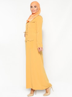 Dress muslim warna polos orange