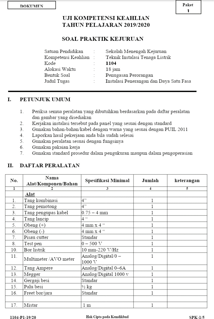 Soal Tes Teknisi Listrik