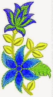 blue color floral Applique pattern blou kleur blomme appliekwerk patroon