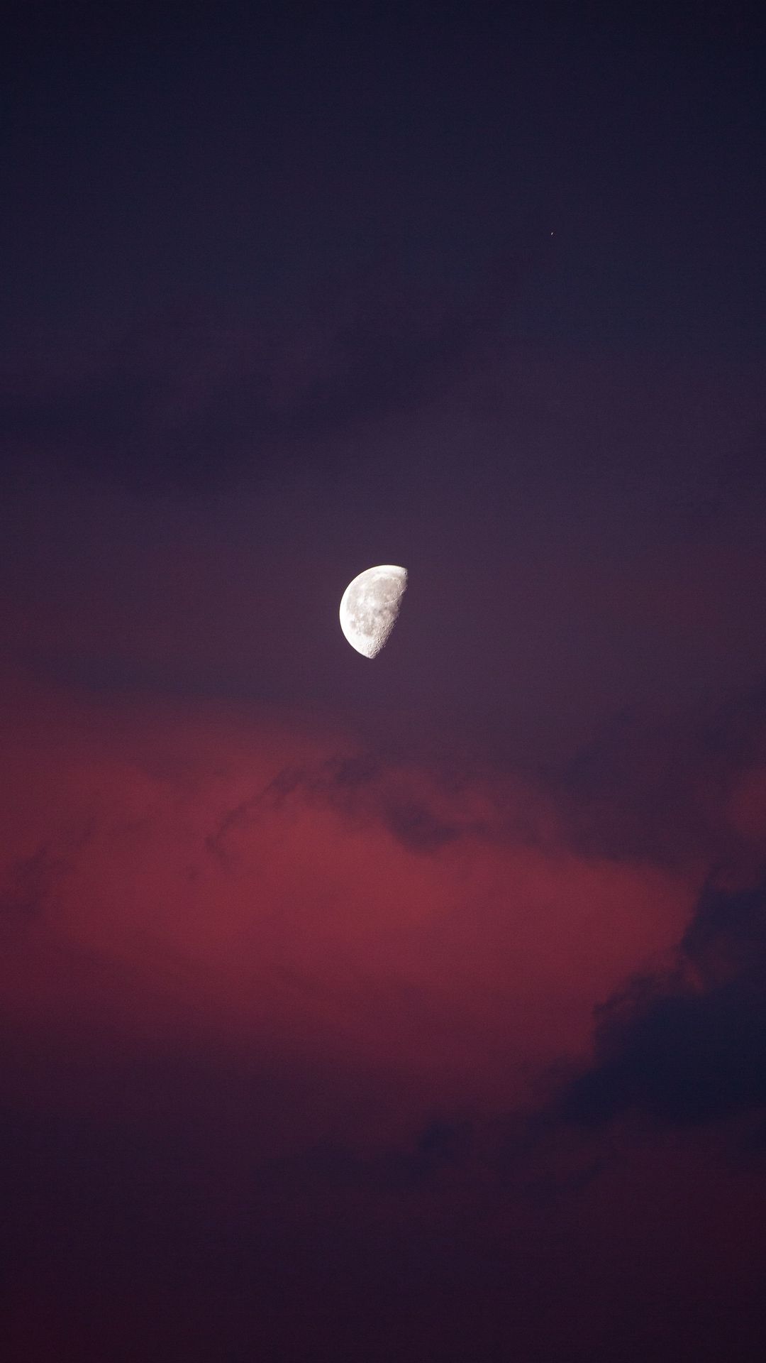 Wallpaper Waning Moon, Pink Sky, Night