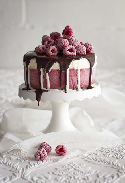 neapolitan ice cream cake with raspberries | the kate tin