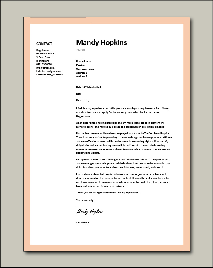 Cover Letter For Nursing Job Application 2018 Birthday Letter