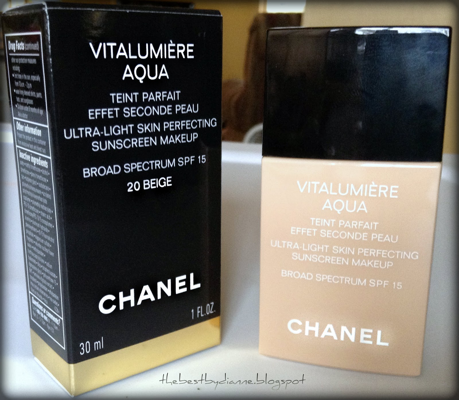 chelsea wears: Chanel Vitalumiére Aqua in BR12 / Beige Rosé