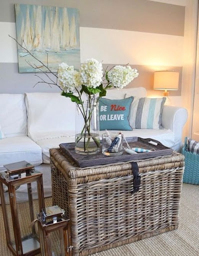 Rattan Trunk Coffee Table Coastal Living Room Makeover