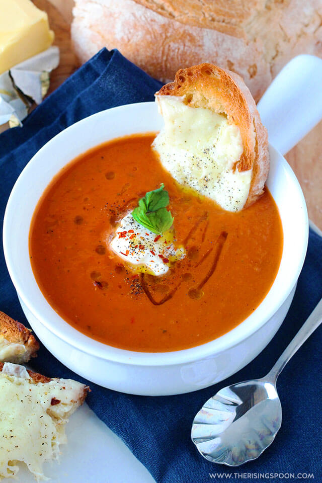 Winter Comfort Food Recipe: Creamy Tomato Basil Soup by The Rising Spoon