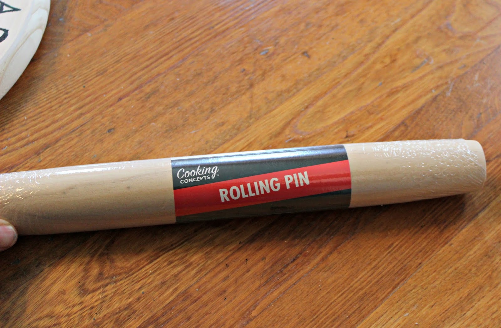 "Thrifted" Wood Round & Dollar Tree Rolling Pin To Stenciled Riser