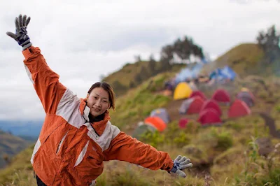 Here base-camp Plawangan Sembalun crater rim altitude 2639 meters mount Rinjani