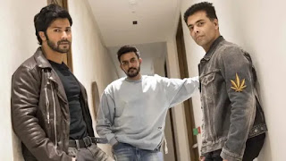 varun dhawan, shshank khaitan, karan johar varun dhawan, shshank khaitan, karan johar at dharma production house office, andheri (west), mumbai