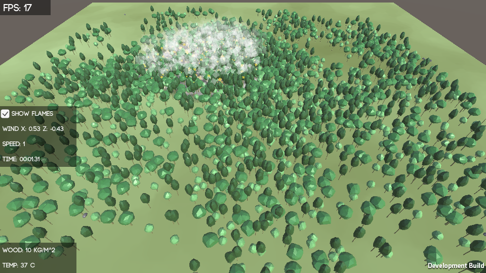 Simulation of a forest fire in Unity