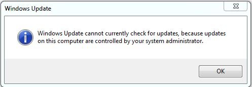 Центр обновления Windows в настоящее время не может проверить наличие обновлений, так как обновления на этом компьютере контролируются