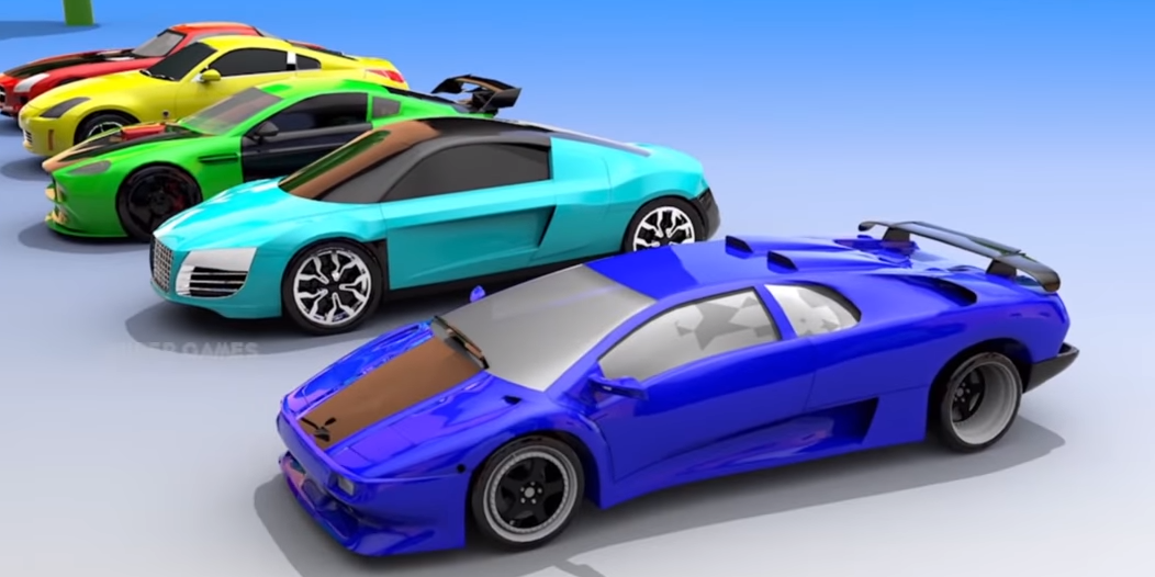 Toy Cars ABCD Coloring Sports Cars with Color Balls 3D Transport