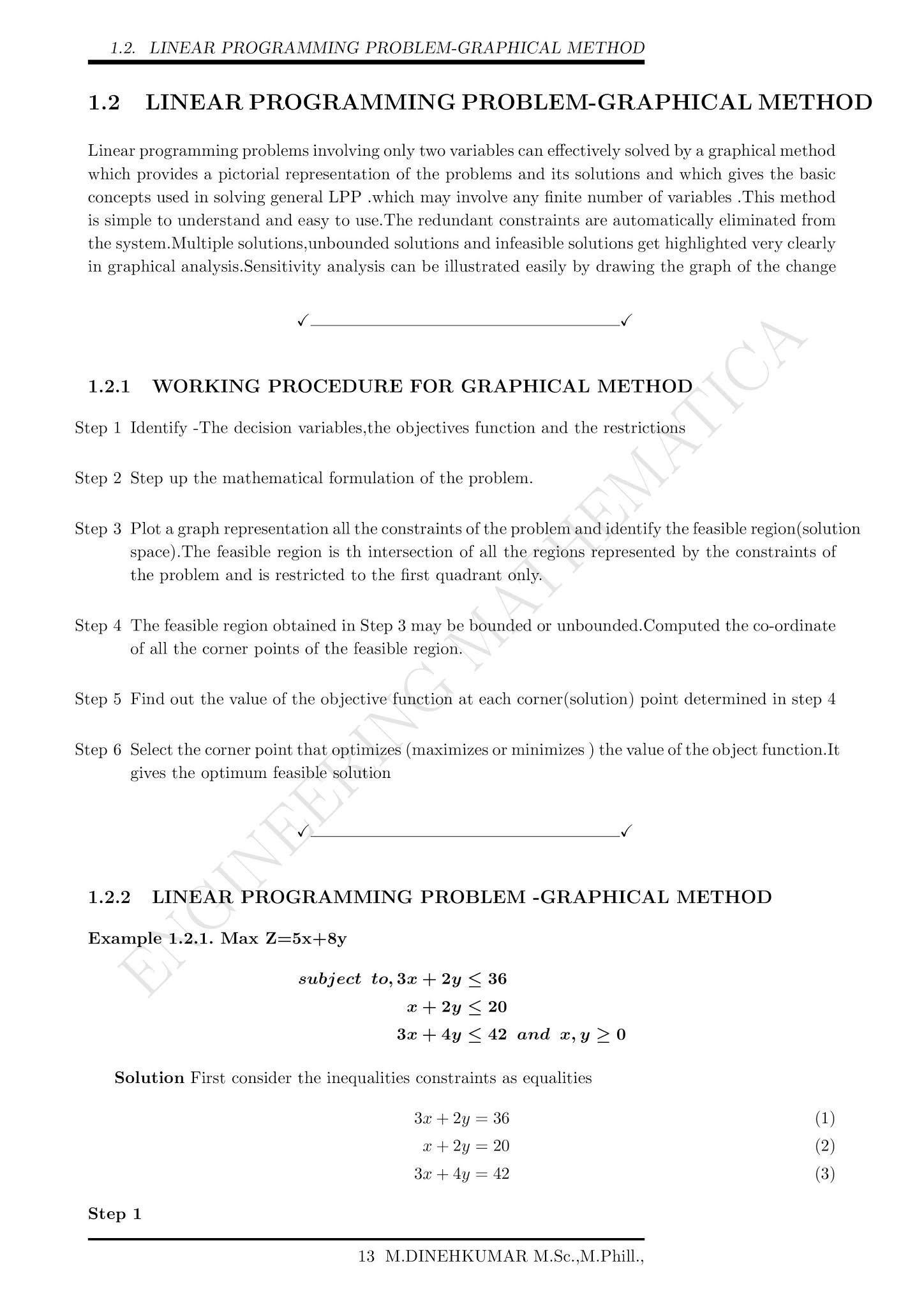 LINEAR PROGRAMMING PROBLEM -GRAPHICAL METHOD - ENGINEERING MATHEMATICA