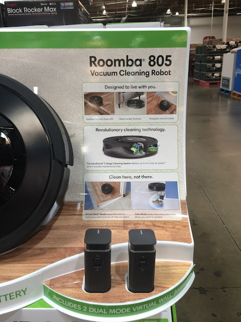 Close-up of Costco package Roomba display