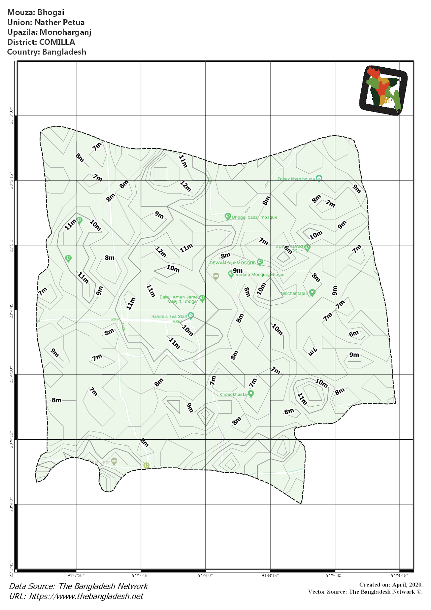 Map of Bhogai Mouza of Monoharganj Upazila, COMILLA Map of Bhogai Mouza of Monoharganj Upazila, COMILLA, Bangladesh.