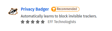 Add-Ons Extensions - Privacy Badger for Mozilla Firefox