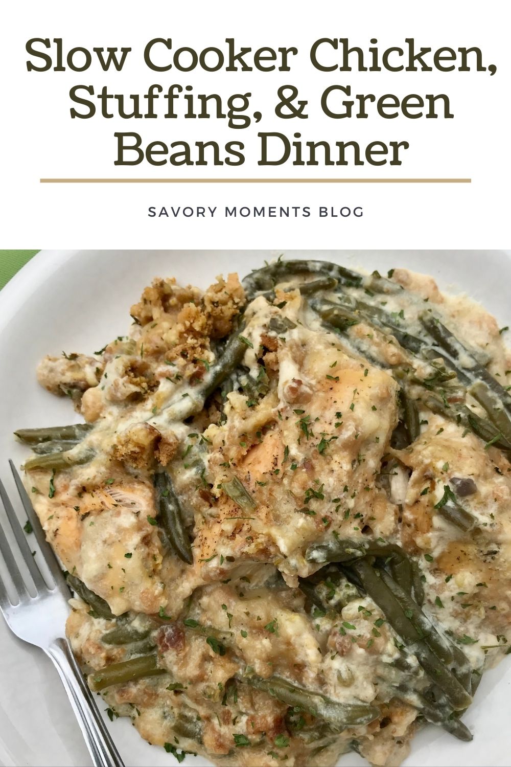 Savory Moments Slow cooker chicken, stuffing, & green beans dinner
