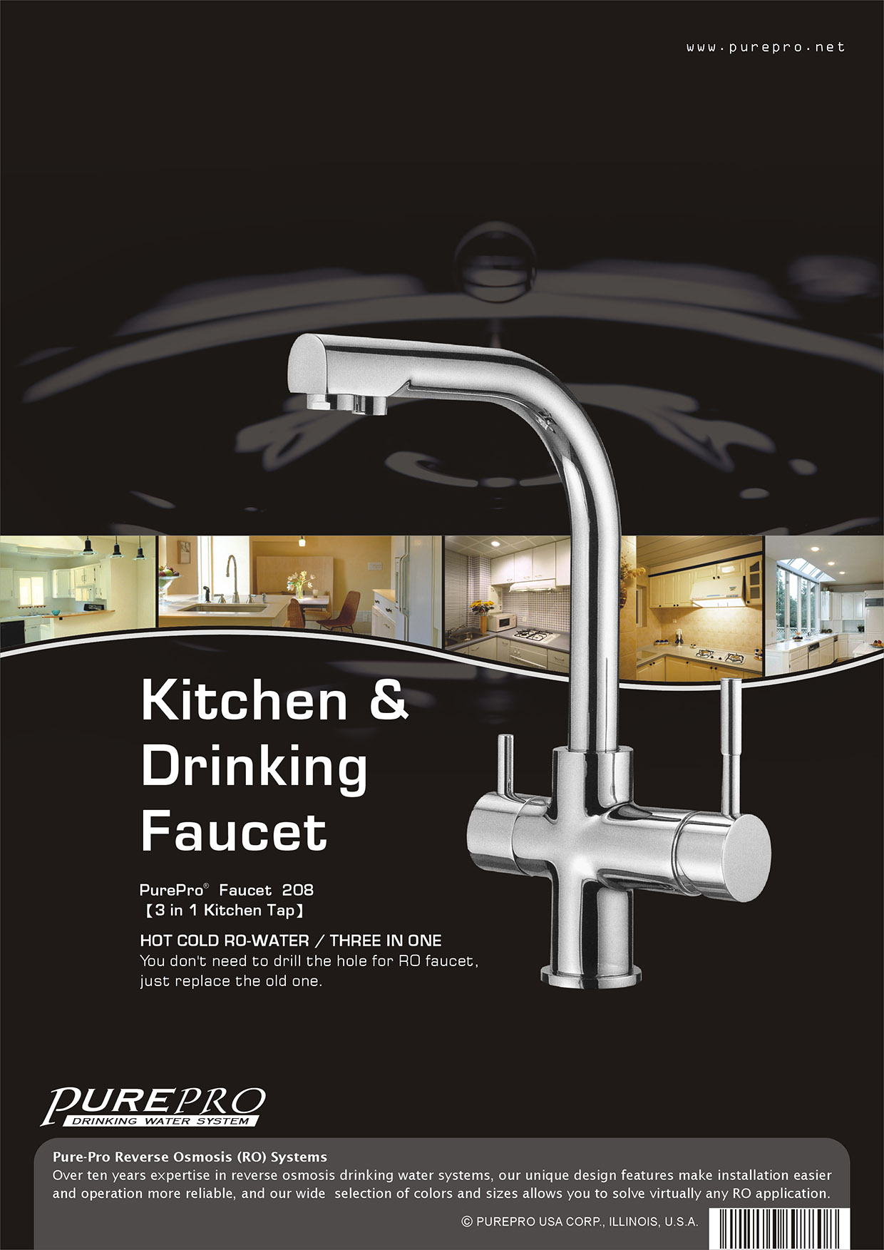 PurePro ® RO Drinking Faucet Part NO. 208  - 3 in 1 RO Faucet