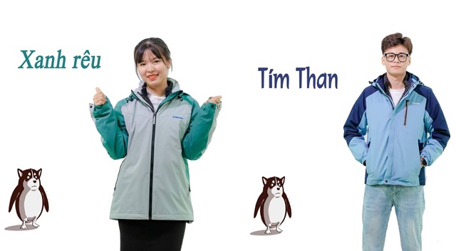 Mẫu áo chống rét Samsung màu xanh rêu và tím than