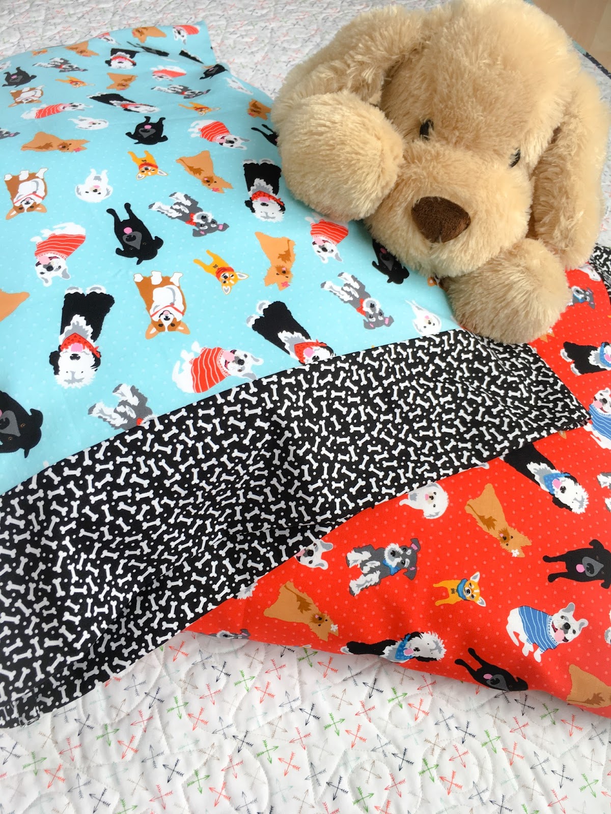 Carried Away Quilting Dog themed pillowcases with Quilt Girls