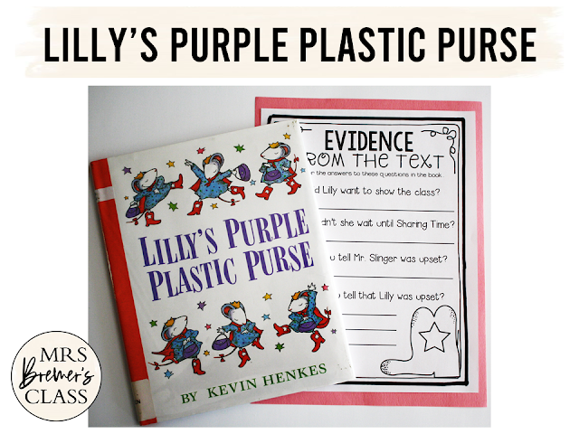 Lilly's Purple Plastic Purse is a great book to read at the beginning of the school year. This literacy pack goes with the Kevin Henkes book, and features engaging, standards based activities, including a craftivity that makes a sweet bulletin board! K-1 #backtoschool #kevinhenkes #kindergarten #1stgrade #bookstudy
