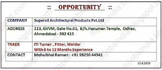 ITI Fiiter , Turner And Welder Jobs In Supersil Architectural Products Pvt.Ltd Ahmadabad