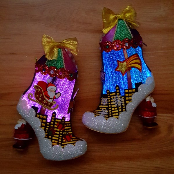 light up christmas ankle boots on floor