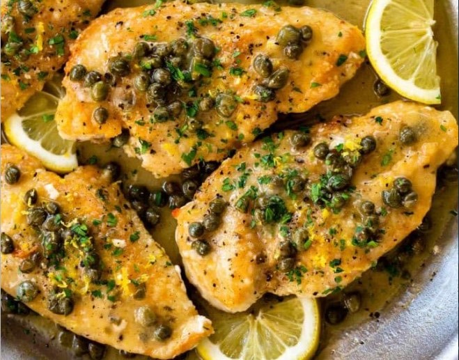 Lemon Chicken Piccata with Capers #chicken #lowcarb